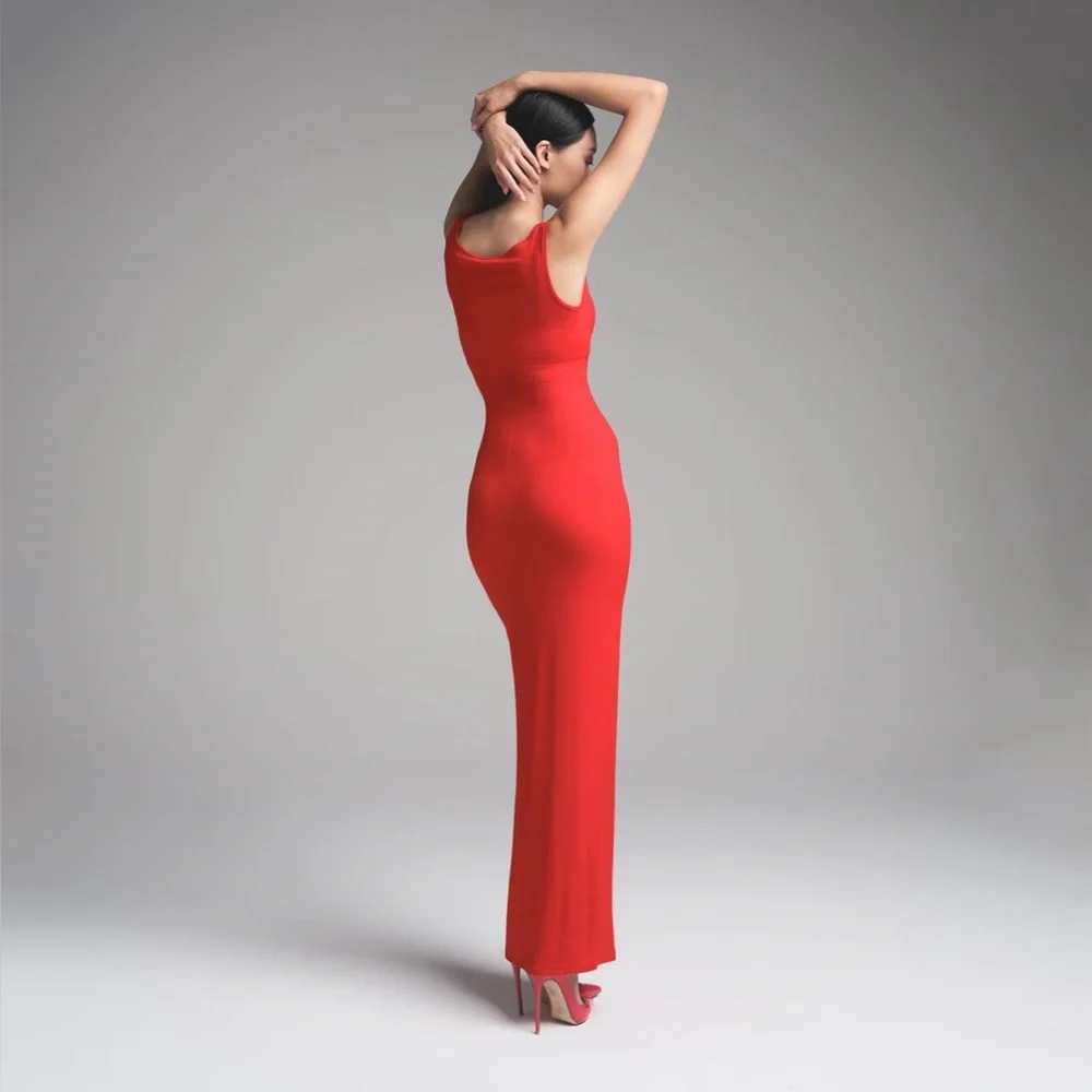 SKIMS Soft Lounge Lace Long Dress With Bralette | Cherry | Size L - Picture 2 of 10